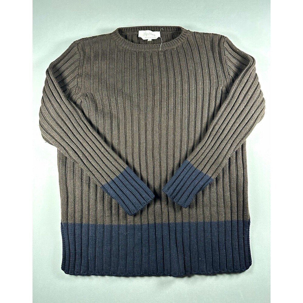 Max Mara Pure New Wool Sweater L Made in Italy Colorblock Rib